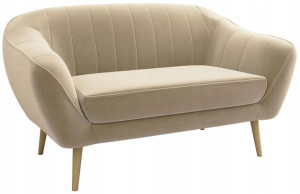Sofa na drewnianych nogach, do skandynawskiego salonu, dwuosobowa