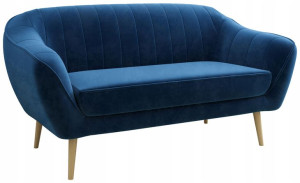 Skandynawska, 3-osobowa sofa z wysokimi nogami, granatowa