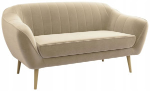 Skandynawska sofa na drewnianych wysokich nogach 3 os., kremowa