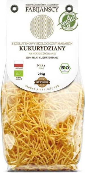 Makaron (kukurydziany) Nitka Filini Bezglutenowy Bio 250 G - Fabijańscy