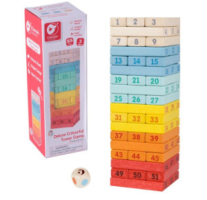 CLASSIC WORLD Drewniana Kolorowa Gra Wieża Deluxe Jenga