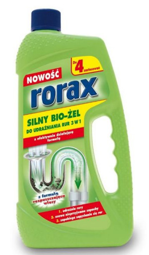 Rorax Bio Żel Do Udrożniania Rur 1000ml Zielony..