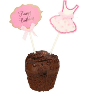 Topper Dekoracja Na Tort Sukienka Happy Birthday 2szt