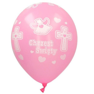 Balony Chrzest Święty Różowe 25cm,6szt