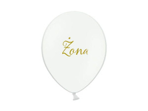 Balon Lateksowy Biało-złoty Żona 25cm, 5szt