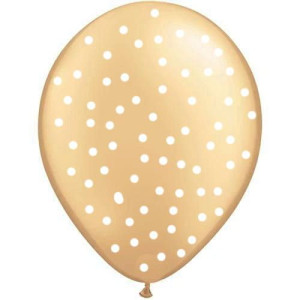 Balony Lateksowe Złote W Groszki 10", 6szt
