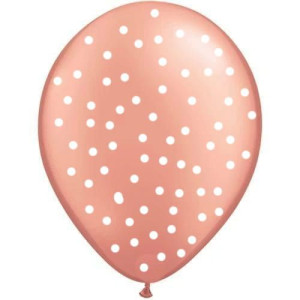 Balony Lateksowe Gold Rose W Groszki 10", 6szt