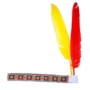 Opaska Indiańska Z Kolorowymi Piórami Indianin