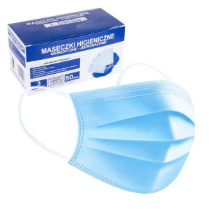 Maski maseczki ochronne 3-warstwowe do zasłaniania ust i nosa niebieskie 50