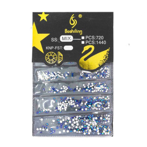 Ozdoby do paznokci zestaw cyrkonii Blue Zircon 1440 szt