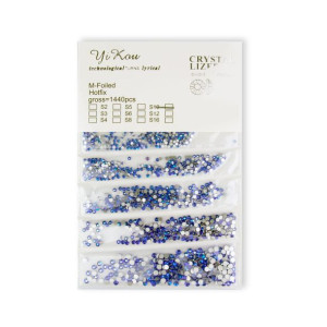 Ozdoby do paznokci zestaw cyrkonii 1440 szt Blue Zircon AB Mix