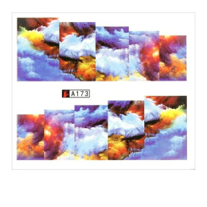 Naklejki wodne do paznokci arkusz  6,5 x 5,5 cm na 10 palców Nr a173