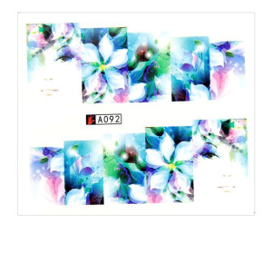 Naklejki wodne do paznokci arkusz 6,5 x 5,5 cm na 10 palców a Nr 092