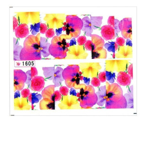 Naklejki wodne do paznokci arkusz 6,5 x 5,5 cm na 10 palców Nr 1605