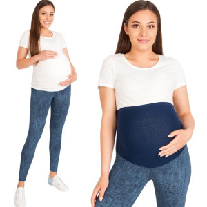 Legginsy Ciążowe Getry Z Nadrukiem Niebieskim Jasnym