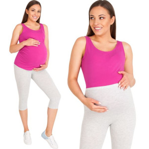 Legginsy Ciążowe Getry Z Panelem Rybaczki Jasno Szare