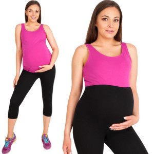 Legginsy Ciążowe Getry Z Panelem Rybaczki Czarne