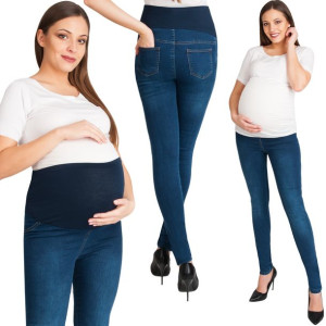 Spodnie Ciążowe Jeans Rurki Granatowe