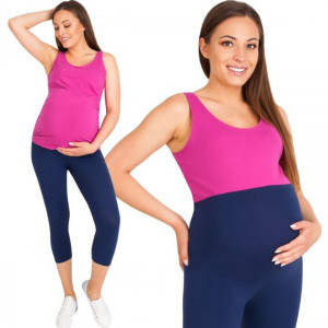 Legginsy Ciążowe Getry Z Panelem Rybaczki Czarne