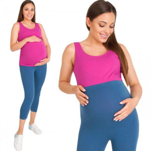 Legginsy Ciążowe Getry Z Panelem Rybaczki Granatowe