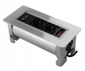 Gniazdo obrotowe wpuszczane biurka mediaport SPS-O24S (ładowarka USB 230v)