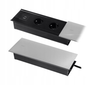 Gniazdo blatowe do biurka chowane rozsuwane mediaport SPS-S24S (USB, 230v)
