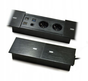 Gniazdo blatowe rozsuwane mediaport listwa SPS-S26B (RJ45 USB HDMI)