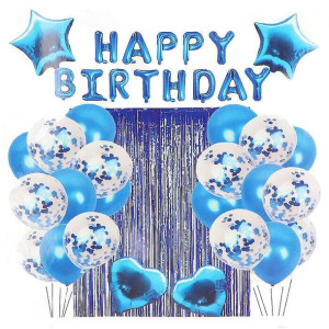 Zestaw Happy Birthday Balony Kurtyna 40szt Niebieski