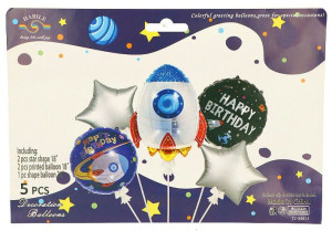 Balony Zestawkosmos Rakieta Happy Birthday 26", 5szt