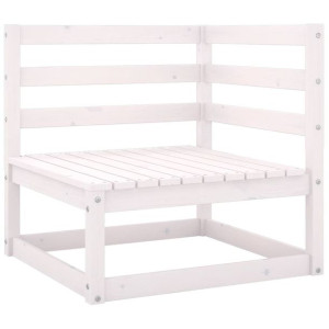 Ogrodowa sofa narożna, biała, lite drewno sosnowe