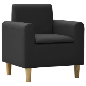 Sofa dla dziecka, czarna, obita sztuczną skórą