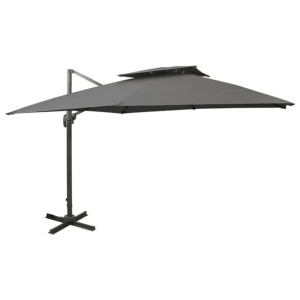 Parasol wiszący z podwójną czaszą, 300x300 cm, antracytowy