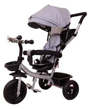 Rowerek Trójkołowy dla Dzieci SZARY Eco Trike / Prowadnik, Wolne Koło