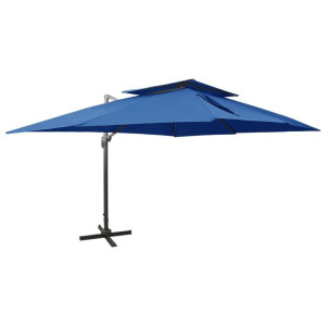 Parasol wiszący z podwójną czaszą, lazurowy, 400x300 cm
