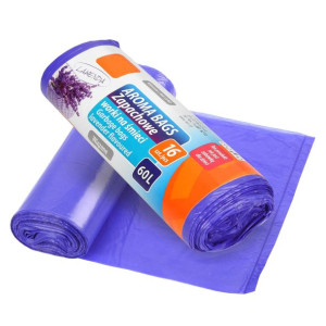 Worki na śmieci Aroma Bags wiązane Lawendowe 60L 16 Sztuk