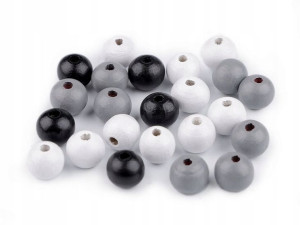Koraliki drewniane/KULE/ czerń-szary-biel/10mm/20g