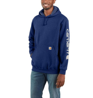 Bluza Carhartt Midweight Signature Sleeve Logo Hooded Sweatshirt SCOUT BLUE