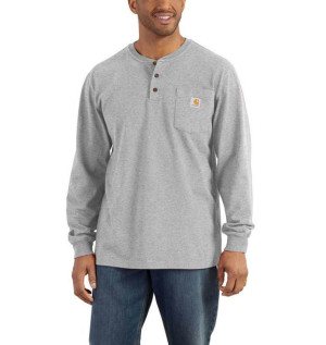 Koszulka Carhartt Heavyweight Long Sleeve Pocket Henley T-Shirt HEATHER GRE