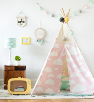 Namiot tipi chmurki pink