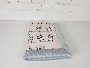 Kocyk dla Niemowlaka Pandy Akrobaci 65x75 cm glacier gray
