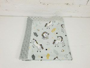 Kocyk Niemowlaka LIGHT Jednorożce 65x75 cm glacier gray