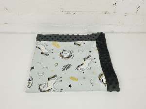 Kocyk Niemowlaka LIGHT Jednorożce 65x75 cm smoked pearl
