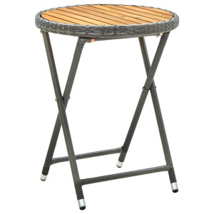 Lumarko Stolik herbaciany, szary, 60 cm, rattan PE i drewno akacjowe