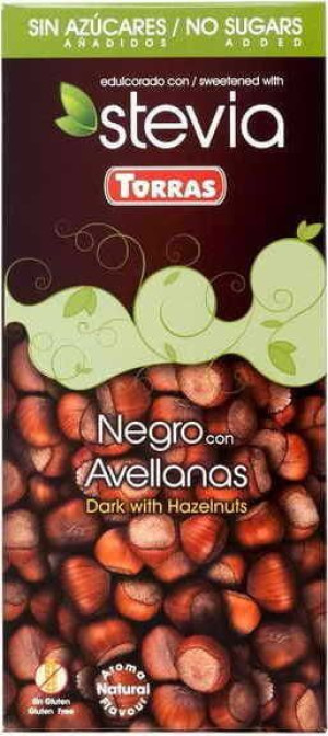 Czekolada gorzka z orzechami laskowymi 125 g Stevia Torras