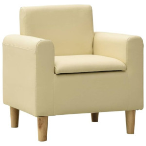 Sofa dla dziecka, kremowa, obita sztuczną skórą