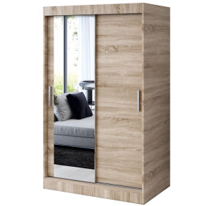Szafa Przesuwna 120 cm Dąb Sonoma Garderoba Lustro SOFIA
