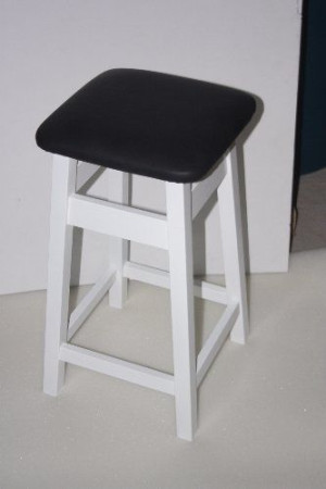 Hoker, taboret 60 cm tapicerowany BIAŁO-CZARNY
