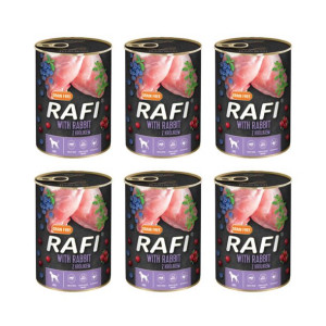 Pakiet Rafi Mokra Karma Dla Psa Królik, Borówka, Żurawina 6 x 400 g
