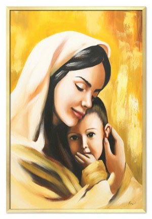 Obraz z Matką Boską z Dzieciątkiem 63x93cm obraz ręcznie malowany na płótni
