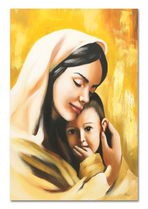 Obraz z Matką Boską z Dzieciątkiem 60x90cm obraz ręcznie malowany na płótni
